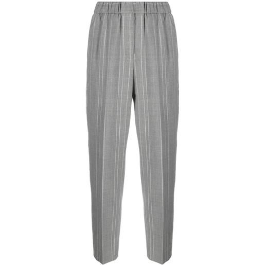 Peserico pantaloni crop a vita alta - grigio