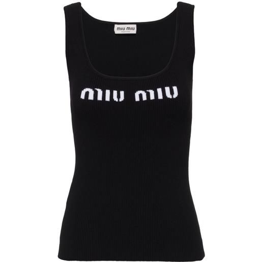 Miu Miu top con logo - nero