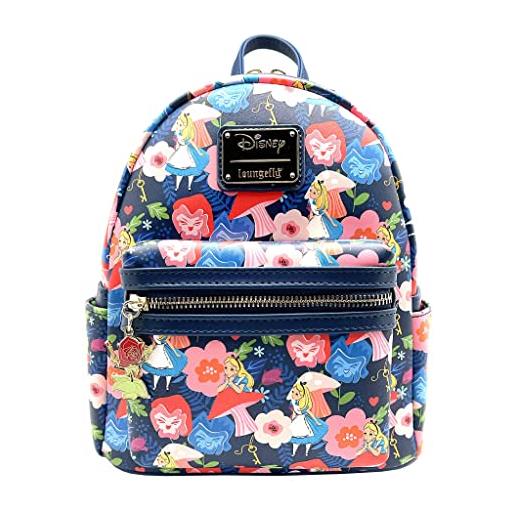 Loungefly x lasr exclusive disney alice in wonderland golden afternoon aop mini backpack - fashion cute purses backpacks