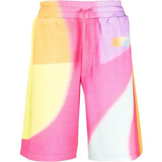 Moschino shorts sportivi con stampa arcobaleno - rosa