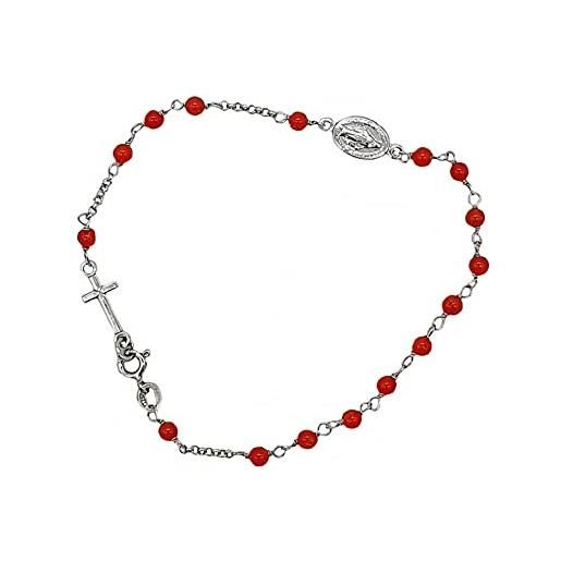 sicilia bedda - bracciale rosario in corallo rosso del mediterraneo e argento 925 - prodotto realizzato a mano