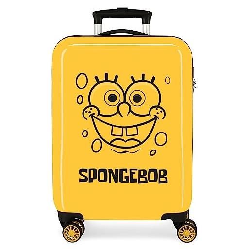 CARTOON trolley da viaggio spongebob, valigia in abs da 55 cm, bagaglio a mano