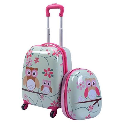 GOPLUS 2 in 1 valigetta bimbo trolley bambino piccolo bagaglio di viaggio carino valigetta+zaino grigio