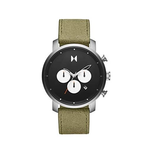 MVMT orologio con cronografo al quarzo da uomo collezione chrono con cinturino in ceramica, pelle o acciaio inossidabile nero (black)