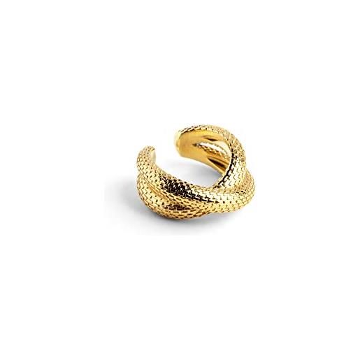 SINGULARU - anello rope cross oro - anello in ottone con finitura placcata in oro 18kt - anello grande - gioielli da donna - varie finiture - misura 10