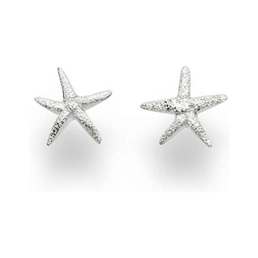 DUR o5152 - orecchini da donna a forma di stella marina in argento sterling con finitura satinata, 10 mm, 10 mm, argento, nessuna pietra preziosa