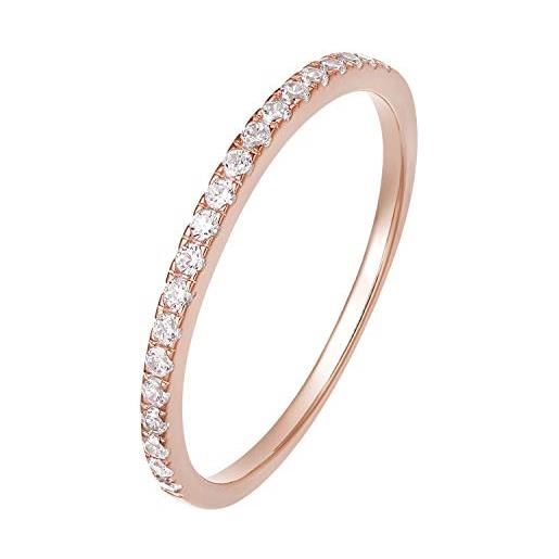 Zakk eternity anello da donna in argento 925 con cubic zirconia anelli di fidanzamento promessa di matrimonio 2mm (oro rosa, 57 (18.1))