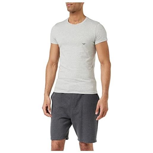 Emporio Armani uomo t-shirt iconic logoband maglietta, grigio (melange grey), xl