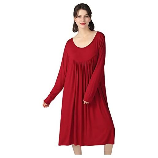 YAOMEI camicia da notte donna pigiama pigiami cotone modale, della biancheria della cinghia di babydoll chemise da note maniche lunghe (5xl, nero)