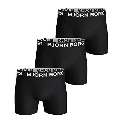 Björn Borg bjorn borg boxer in cotone elasticizzato 3p pantaloncino, nero, xxl uomo