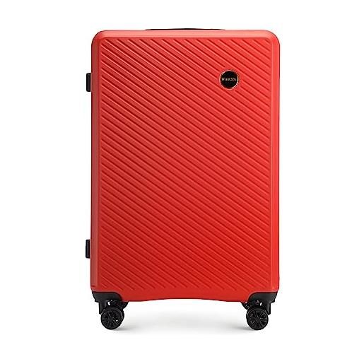 WITTCHEN valigia da viaggio bagaglio a mano valigia da cabina valigia rigida in abs con 4 ruote girevoli serratura a combinazione maniglia telescopica circle line taglia l rosso