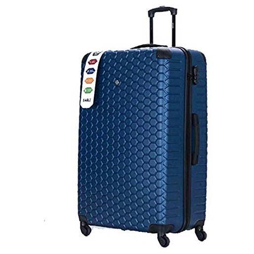 Luggage valigia rigida in abs da viaggio con 4 ruote girevoli e 4 ruote blu blu navy 32 inch 88 x 57 x 31.5cm, 135l, 5.2 kg