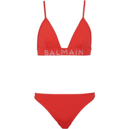 Balmain set bikini con logo - rosso