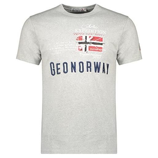 Geographical Norway jason men - t-shirt cotone uomo - classica t-shirt estiva logo - camicia a maniche corta - scollo v regolare - abito ideale primavera (nero l)