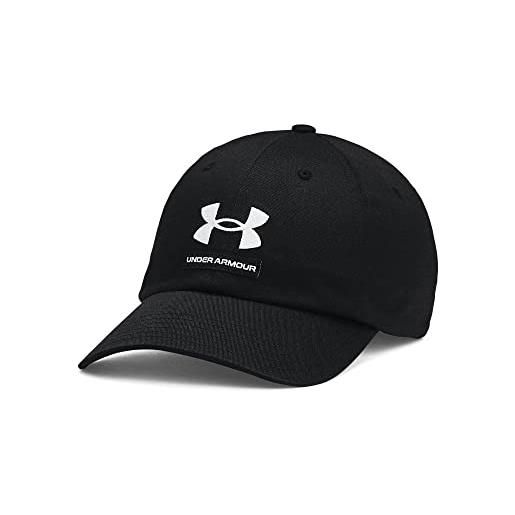 Under Armour men's standard branded hat, (001) black/black/white, one size fits most