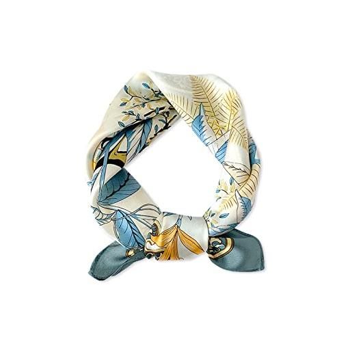 LumiSyne sciarpe di seta da donna stampate artistiche foulard quadrato motivo foglia d'acero seta di raso di alta qualità fazzoletto fascia per capelli wristband regali accessori senior