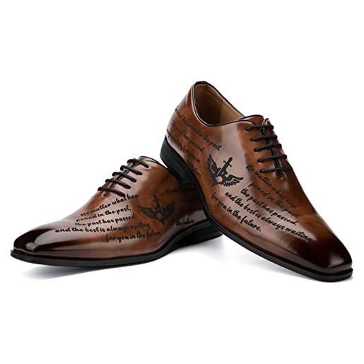 JITAI scarpe oxford uomo comfort leggero scarpe eleganti uomo scarpe estive stringate, marrone-04, 44 eu (11 uk)