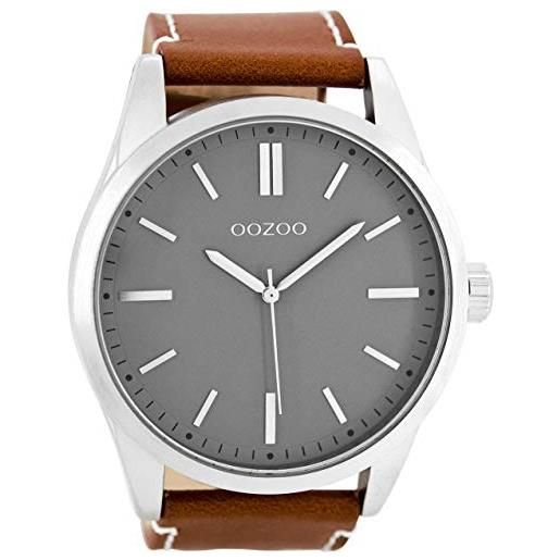 Oozoo orologio da polso xl con cinturino in pelle per articoli speciali, outlet a prezzo ridotto, variante 1, c7841 - grigio/marrone, cinghia