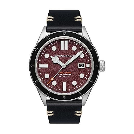 Spinnaker mens 43mm cahill 300 automatic malbec watch with genuine leather strap sp-5096-04