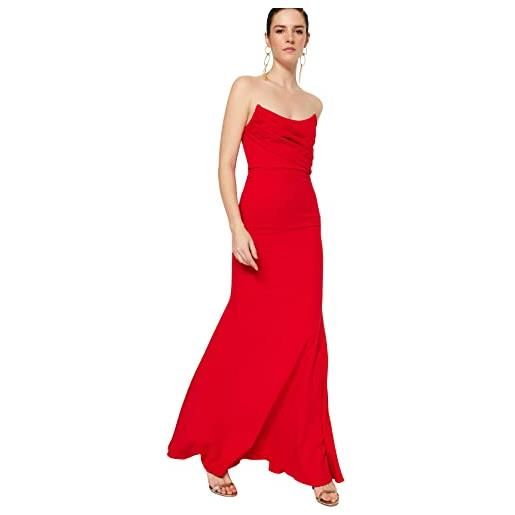 Trendyol donna abito da sera intrecciato maxi sirena, rosso, 70