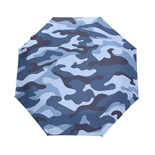 funnyy ombrello pieghevole automatico blu militare mimetico modello auto aperto compatto ombrello da viaggio portatile per ragazze ragazzi donne, multicolore