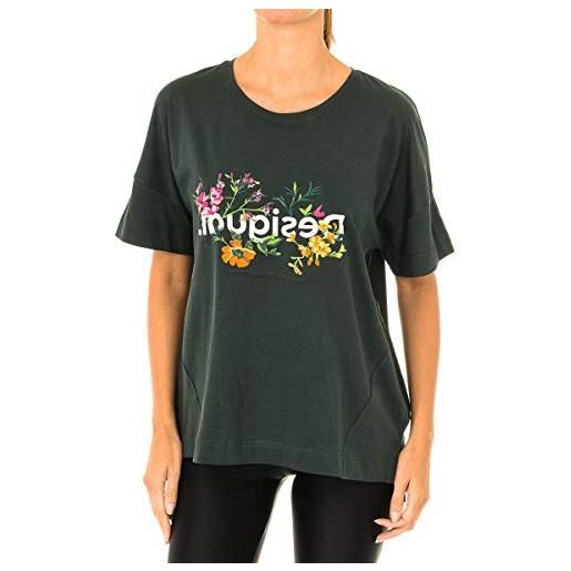 Desigual 20sotk39 - maglietta con logo floreale oversize flowers oliva l