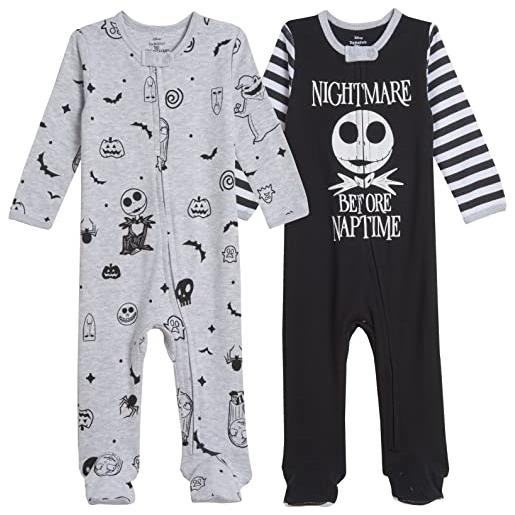 Disney nightmare before christmas jack skellington baby boys 2 pack footed coveralls 3-6 months white/black