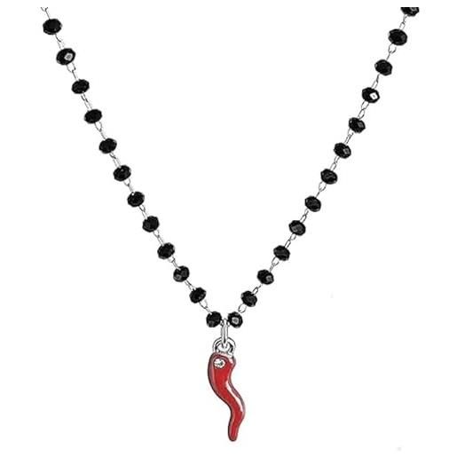 MAISON GIOIELLI FIRENZE ohana collana donna rosario con cornetto smaltato placcato oro 18k (rosso)