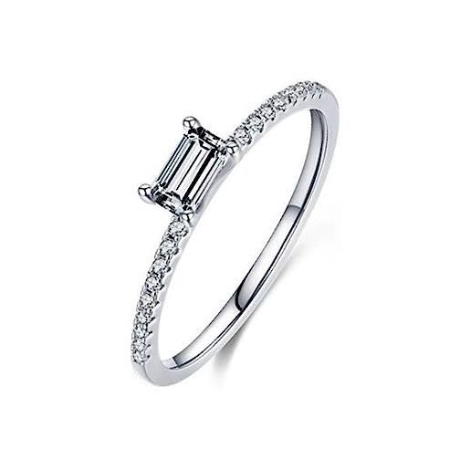 Bellitia Jewelry anello donna argento 925 placcato in oro/oro bianco, anello di fidanzamento anniversario matrimonio fedi nuziali anello solitario con diamante simulato zirconi, taglio smeraldo
