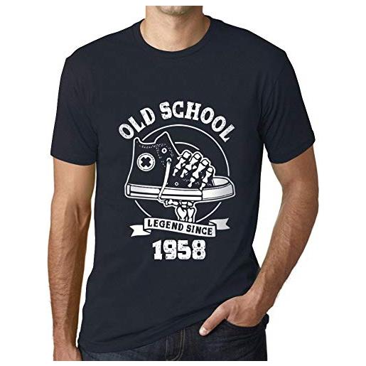 One in the City uomo maglietta leggenda della vecchia scuola dal 1958 - old school legend since 1958 - 66 anni idea regalo 66° compleanno t-shirt anniversario stampa grafica vintage anno 1958 novità marine l