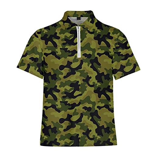 Cuwtheugwg giacca esercito italiano maglietta da uomo a maniche corte con stampa mimetica digitale 3d con risvolto allentato moda primavera ed estate da uomo maglia arbitro basket (camouflage, l)