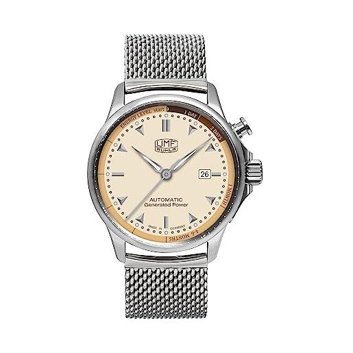 UMF RUHLA autokinetic 1062m-3 - orologio da uomo con quadrante color crema, cinturino in maglia milanese, made in germany, crema