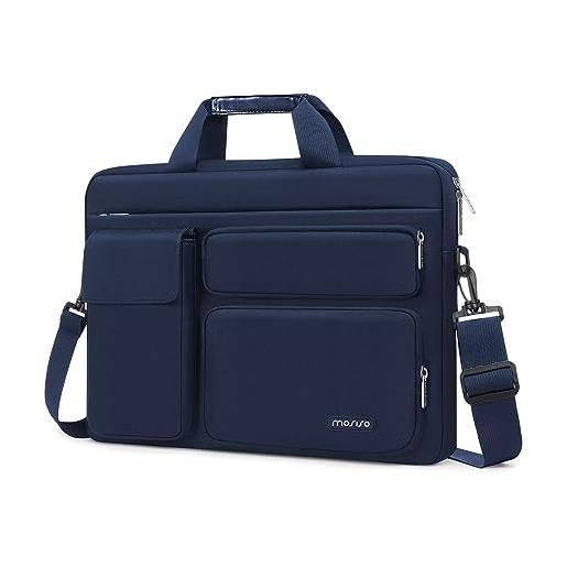 MOSISO laptop borsa a tracolla 13-13,3 pollici potra pc compatibile con mac. Book air/pro, compatibile con mac. Book pro 14 m1 con 2 sporgente&1 flapover&orizzontale tasche&manico&cintura, blu navy