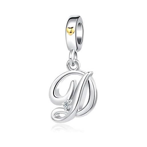 MiniJewelry - ciondolo a forma di lettera a-z, con lettera dell'alfabeto, in oro, per braccialetti pandora, per donne e ragazze e rame, cod. 912