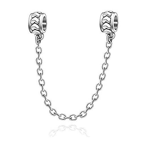 YASHUO Jewellery ciondolo in argento sterling 925 con perline in materiali sicuri, per braccialetti pandora da donna, stile europeo. E 925, colore: catenina di sicurezza love, cod. Ys-c011