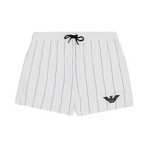 Emporio Armani swimwear boxer logo & stripes, costume da bagno uomo, bianco (white pinstripe), 54