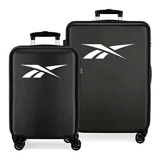 Reebok portland valigia set nero 55/68 cm rigido abs chiusura a combinazione laterale 104l 6 kg 4 doppie ruote bagaglio a mano