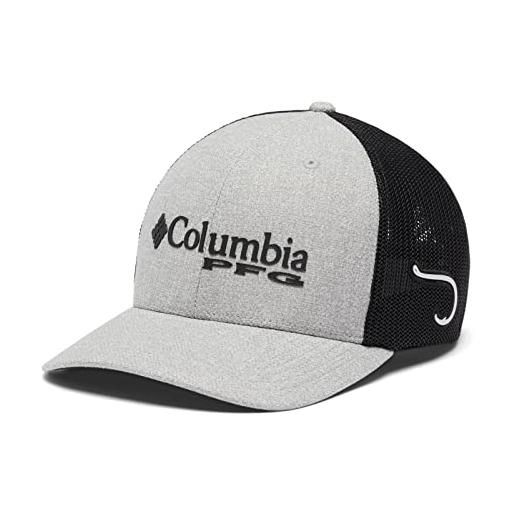 Columbia pfg logo mesh ball cap - alto cappello, cool grey heather/black, s/m unisex-adulto