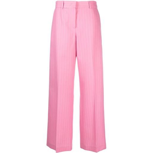 MSGM pantaloni a gamba ampia gessati - rosa