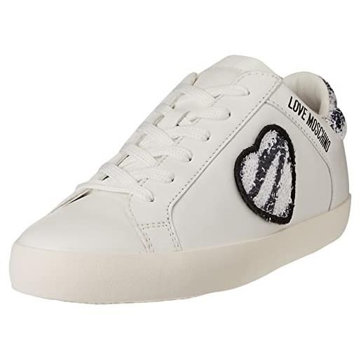 Love Moschino nuova pre-collezione primavera estate 2022, scarpe da ginnastica donna, bianco, 38 eu