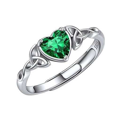 ChicSilver anelli donna argento 925 regolabili anello smeraldo argento 925 smeraldo pietra portafortuna maggio anello argento con smeraldo con confezione regalo