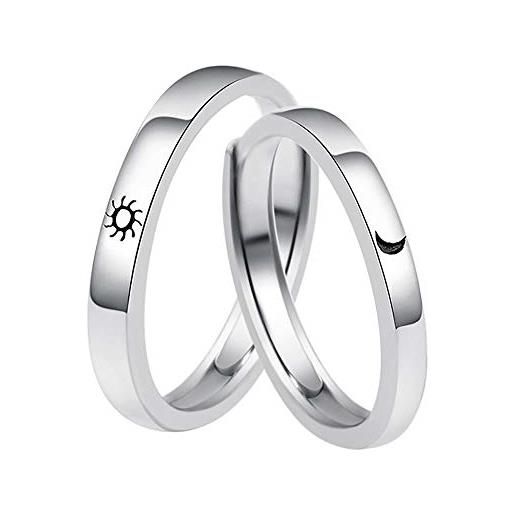 24 JOYAS coppia di anelli da sole e luna, regolabili, regalo romantico ideale per fidanzamento, natale e anniversario