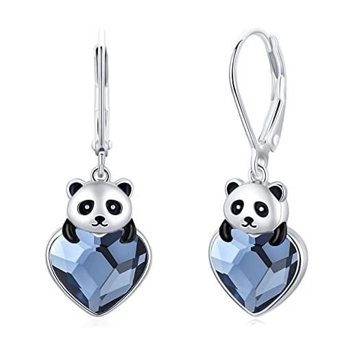Midir&Etain orecchini panda orecchini pendenti animali in argento sterling 925 con cristallo orecchini panda ipoallergenici gioielli panda regali per donne ragazze fidanzate