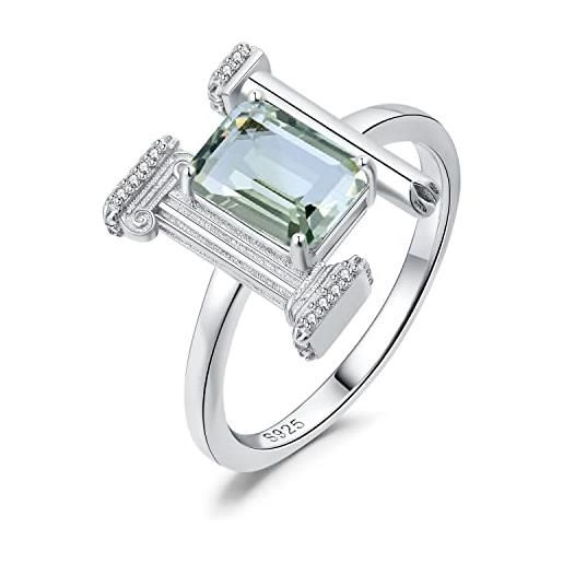JewelryPalace 1.7ct architettura romana anello donna argento con naturale ametista verde, anelli donna argento 925 con pietra a taglio smeraldo, fedine zirconi anelli anniversario set gioielli donna