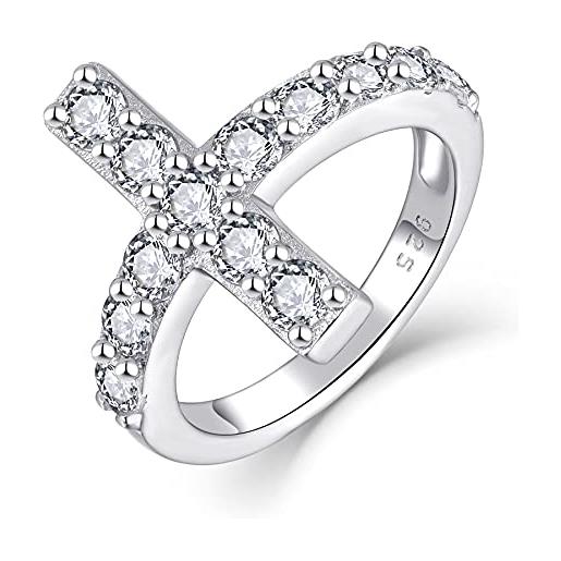 Starchenie anello a croce in argento sterling 925 classico da donna, per mamma, moglie, fidanzata, metallo, pietre preziose di zirconia cubica
