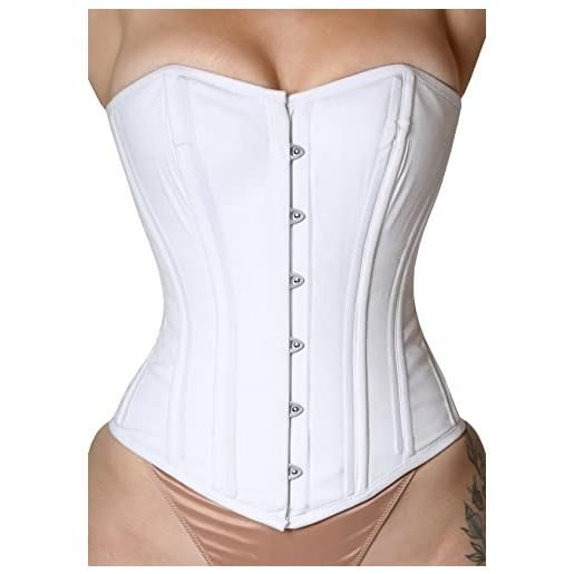 Royals Fashion corsetto da donna disossato in acciaio con doppio corsetto overbust resistente, bianco, 3xl