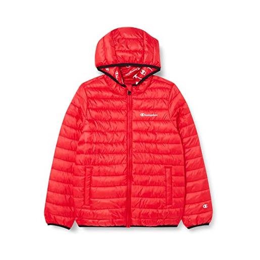 Champion legacy outdoor light hooded giacca imbottita, rosso intenso, 11-12 anni unisex-bambini e ragazzi