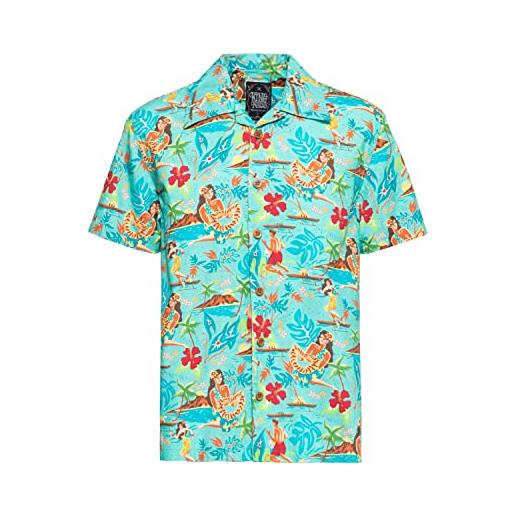 King Kerosin camicia da uomo, maglietta hawaiana, maniche corte, camicia hawaiana, camicia a maniche corte, menta, s