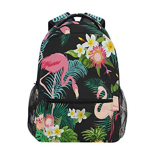 TropicalLife releesss zaino scuola fiore tropicale fenicottero borsa scuola leggero bookbags zaino per ragazzi ragazze bambini unisex