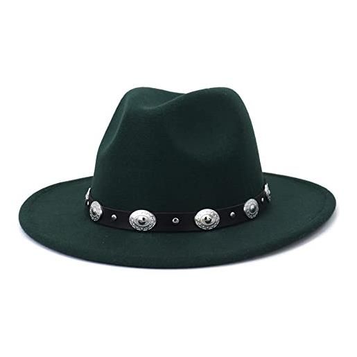 Youllyuu panama fedora cappelli con cintura in metallo a tesa larga goth top hat vintage party wedding jazz hat